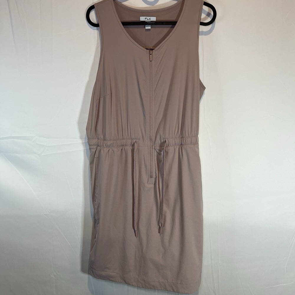 FLX Active‎ Pink Tank Dress Medium Shorts Zip Front Sleeveless Blush Romper